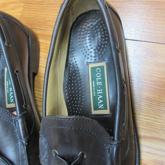 COLE HAAN LEATHER TASSEL LOAFERS SHOES DARK BROWN Sz 8 1/2 D